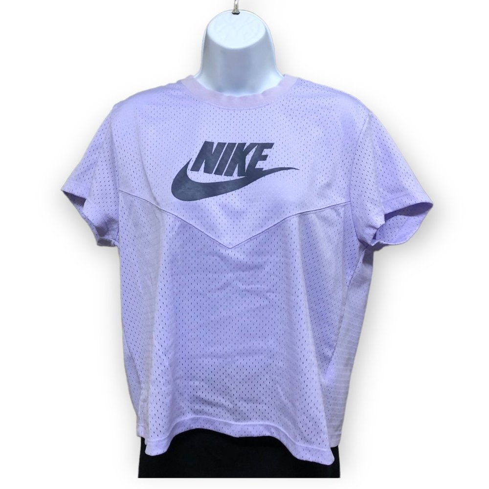 NIKE Short Sleeve Perforated Crop Lavender Top Size L